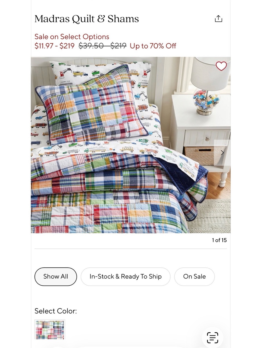 Pottery Barn Madras Quilt & Shams
